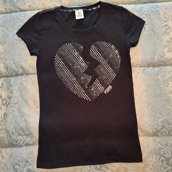 T-shirt Victoria's Secret PINK 'Heartbreaker' – Rose, Taille S/P, 100% Coton, Neuf Avec étiquettes